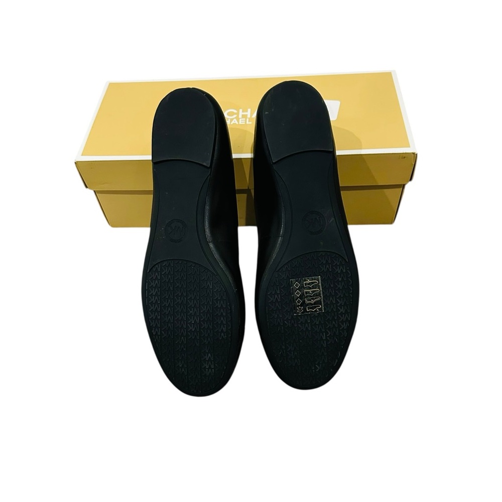 Michael Kors Mandy Flat Patent Leather Black 8.5M MK Logo Ballet Shoe - Picture 3 of 9